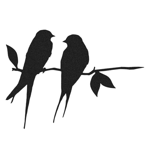 Greyoe Metall Vogel Stahl Silhouette, Schwarz Schmiedeeisen Metall Vogel Silhouette Metall Baum Kunst Rauchschwalbe (Love Bird) auf AST für Garten Baum Dekoration von Greyoe