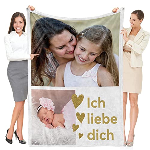 Greysky Personalisierte Geschenke für Mama, Personalisiert Decke mit Foto und Text, Personalisierte Kuscheldecke, Personalisierte Muttertagsgeschenk von Greysky