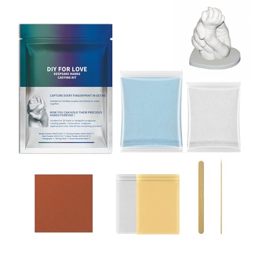 Grgowe Handformpulver 3D Handabdruck Set für Paare,Gipsabdruck Hände,3D Handabdruck Set Familie,Partner und Pärchen Geschenke für Frauen und Männer als Hochzeitstag,Gipsabdruck Baby Hand und Fuß von Grgowe
