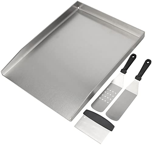 GriHero 30x40cm Edelstahl Grillplatte, Universal Grillschale Feuertonne Pizzastahl, BBQ Plancha Gasgrill Zubehör passend für Weber, Holzkohle und Die meisten Grills (30x40CM) von GriHero