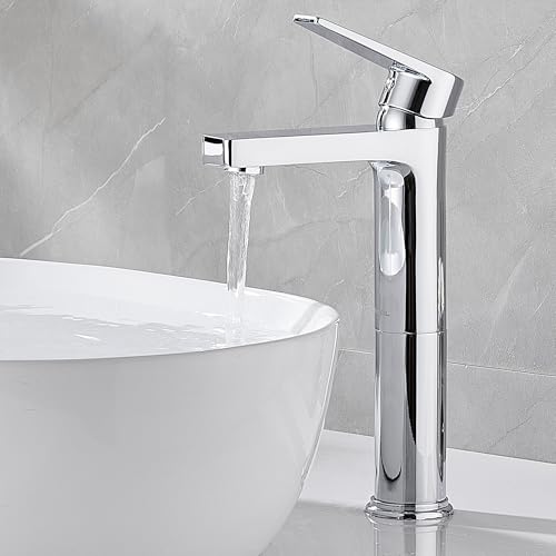 GRICOL Wasserhahn Bad Waschbecken Messing Mischbatterie Einhebelarmatur Badarmaturen Hoch Silber GRICOL Wasserhahn Bad Waschbecken Messing Mischbatterie Einhebelarmatur Badarmaturen Hoch Silber von GRICOL