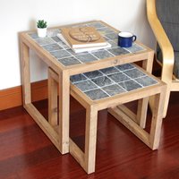 Gefliester Holz Beistelltisch | 2 Stück, Eiche-Twin von GridDesignShop