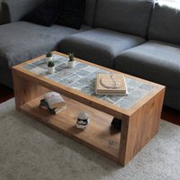 Gefliester Holz Couchtisch/Schuhregal, Eichenholz von GridDesignShop