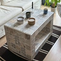 Travertin Couchtisch, Mid-Hohl von GridDesignShop