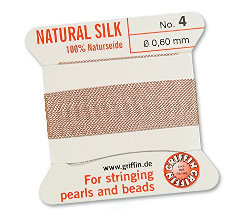 Griffin 100% Natur Seide/Cord/String/Gewinde für Besaitung Perlen oder Perlen – Light Pink – 2 Meter mit einem Nadel – wählen Sie aus 13 Größen, rose, 0.60mm Griffin 100% Natur Seide/Cord/String/Gewinde für Besaitung Perlen oder Perlen – Light Pink – 2 Meter mit einem Nadel – wählen Sie aus 13 Größen, rose, 0.60mm von Griffin Since 1866 Germany
