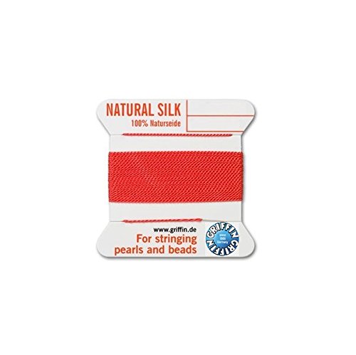 Griffin natur Silk Gewinde für Besaitung Perlen und Perlen Größe # 8 Coral von Griffin
