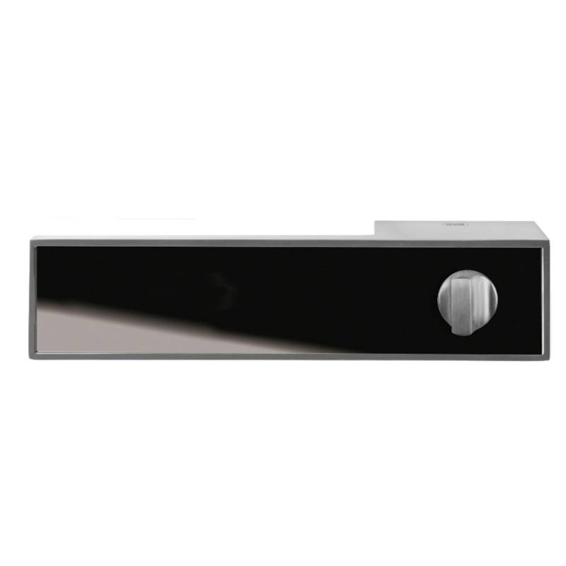 GRIFFWERK Griffpaar FRAME 1.0 GLAS schwarz glänzend RAL 9005 WC links TS 38-45 mm Samtgrau von Griffwerk