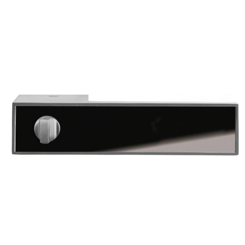 GRIFFWERK Griffpaar FRAME 1.0 GLAS schwarz glänzend RAL 9005 WC rechts TS 38-45 mm Samtgrau von Griffwerk