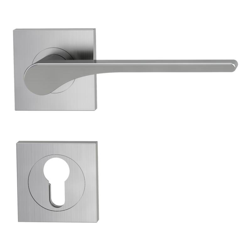 GRIFFWERK Rosettengarnitur LEAF LIGHT SIEGER DESIGN eckig PZ-Schloss Samtgrau von Griffwerk