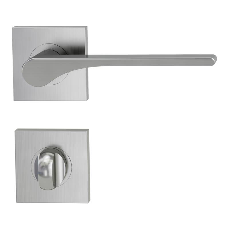 GRIFFWERK Rosettengarnitur LEAF LIGHT SIEGER DESIGN eckig WC-Schloss Samtgrau von Griffwerk