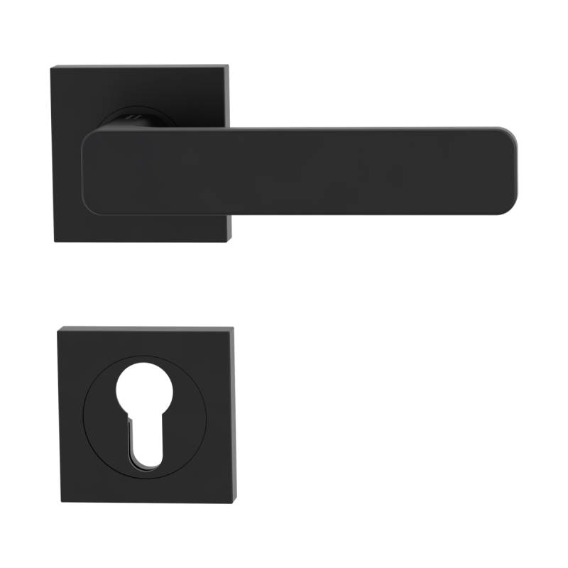 GRIFFWERK Rosettengarnitur MINIMAL MODERN SIEGER DESIGN eckig PZ-Schloss Graphitschwarz von Griffwerk