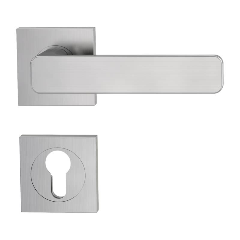 GRIFFWERK Rosettengarnitur MINIMAL MODERN SIEGER DESIGN eckig PZ-Schloss Samtgrau von Griffwerk