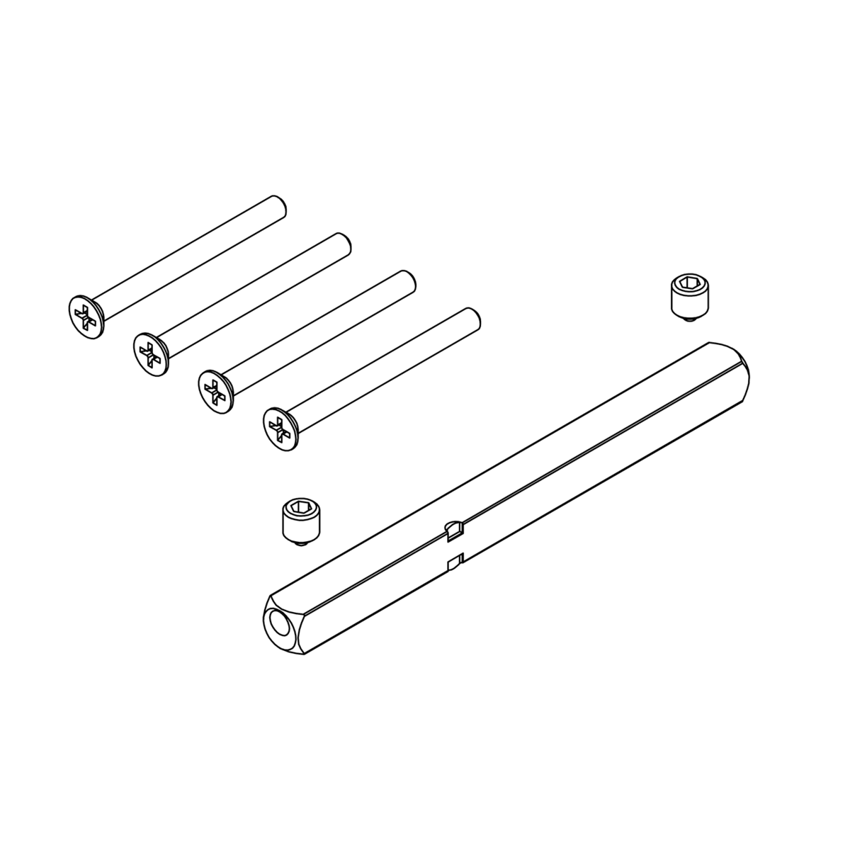 Griffwerk Set für Griffe Klippt. -Hohlstift 8x8mm mit Schrauben -Stift 8x135mm, M4x75mm, TS 65-70mm von Griffwerk