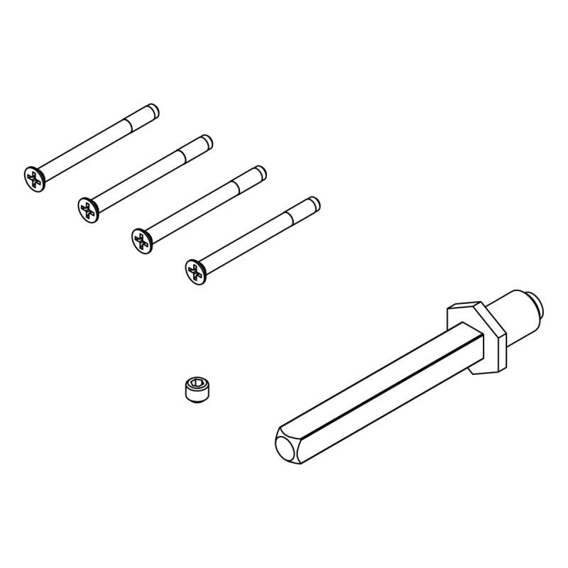 Griffwerk Set für Griffe -Schraubtechnik (nicht für Zink) Voll-Wechselstift 8x8mm mit Schrauben -Stift M12x68mm, Schraubenl.: 50mm, TS 40-45mm von Griffwerk