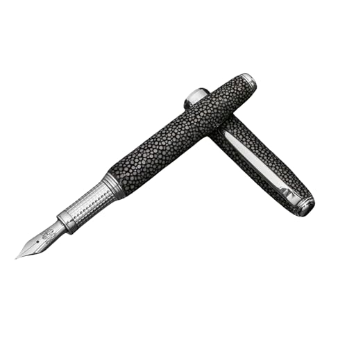 Grifos - Füllfederhalter aus Echtem Rochenleder - Farbe Schwarz - Griff aus Silber 925 - Versilberte Details - Made in Italy - Abschlussgeschenk Grifos - Füllfederhalter aus Echtem Rochenleder - Farbe Schwarz - Griff aus Silber 925 - Versilberte Details - Made in Italy - Abschlussgeschenk von Grifos