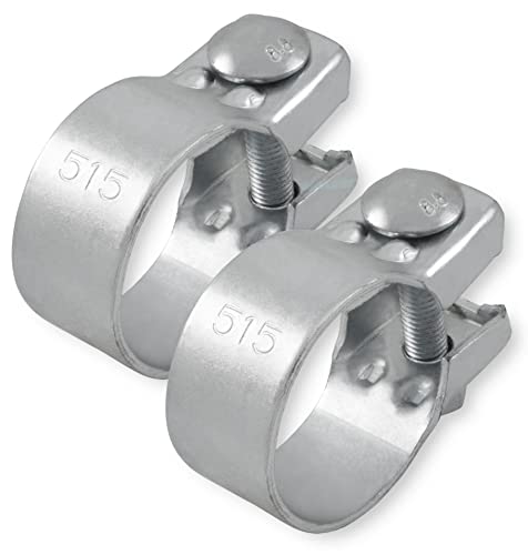 2x Breitbandschellen ø von 37-82 mm Auspuff Schelle Klemme Traktor Verzinkt (51,5 mm (50-53mm)) von Grilindo