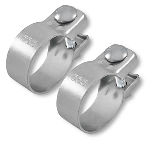 2x Breitbandschellen ø von 37-82 mm Auspuff Schelle Klemme Traktor Verzinkt (55,5 mm (54-57mm)) von Grilindo