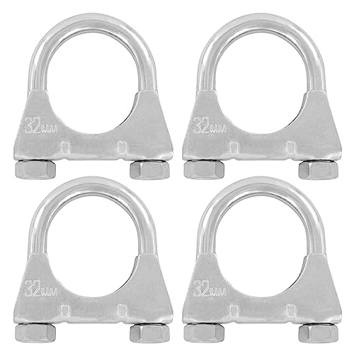 4er Set U Bügel Rohrschellen M8 x 32mm extrem belastbare Montageschellen aus verzinktem Stahl (4 Stk. M8 x 32 mm) von Grilindo