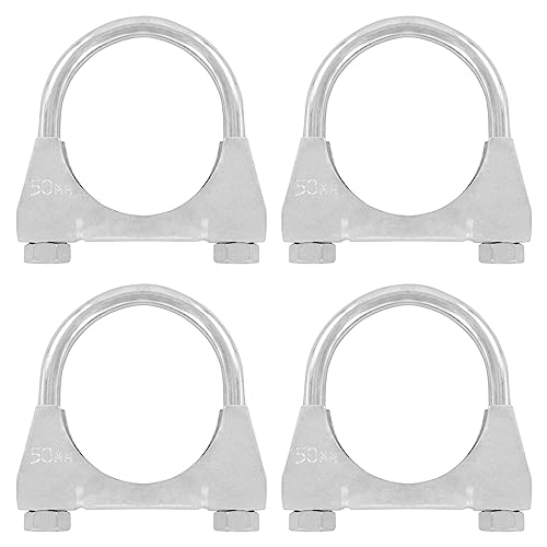 4er Set U Bügel Rohrschellen M8 x 50mm extrem belastbare Montageschellen aus verzinktem Stahl (4 Stk. M8 x 50 mm) von Grilindo