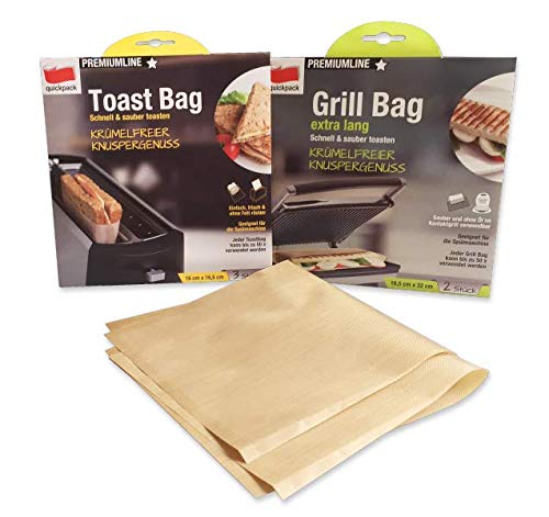 Toastbag für den Toaster 3er 16x16,5cm + Grill Bag für den Kontaktgrill 2er 16,5x32cm! pro Beutel bis hin zu 50 Verwendungen! spülmaschinengeeignet Hält den Kontaktgrill sauber AKTION von Grill