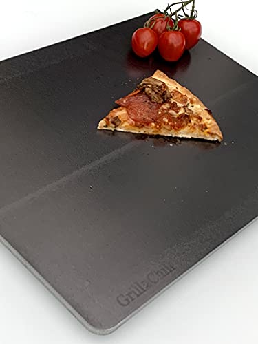 BACKSTAHL Grill2Chill f. PIZZA BROT & Co. 465 x 380 x 6-6,2 mm (46,5 x 38 cm) aus HighTech Spezialstahl/Stahl hochwärmeleitend/Altern. zu Pizzastein Pizzablech f. Backofen Induktion div. Grills von Grill2Chill