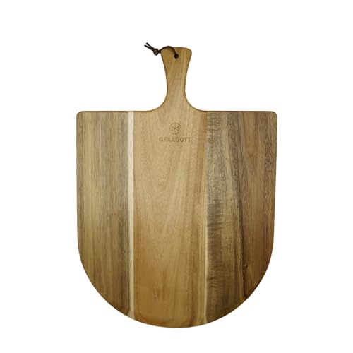 GrillGott Pizzaschieber aus Akazienholz mit Griff, Holz-Pizzabrett für Pizzastein von GrillGott
