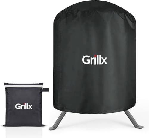 GrillX Kamado BBQ Abdeckhaube – 13 Zoll wasserdichte Rundabdeckung mit Kordelzug – Robuste 420D Oxford Polyester Grillabdeckung – Wetterfeste Abdeckung mit Aufbewahrungstasche von GrillX