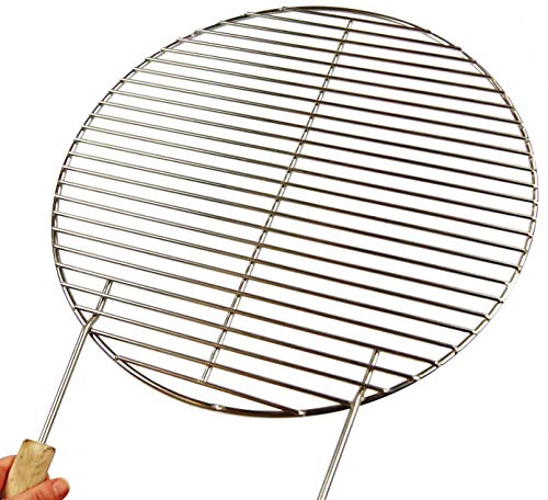 Edelstahl Grillrost Ø 34,5 cm + 2 Griffe ! Lichter Stababstand nur 10 mm ! für Weber 37er Kugelgrill von Grillclub