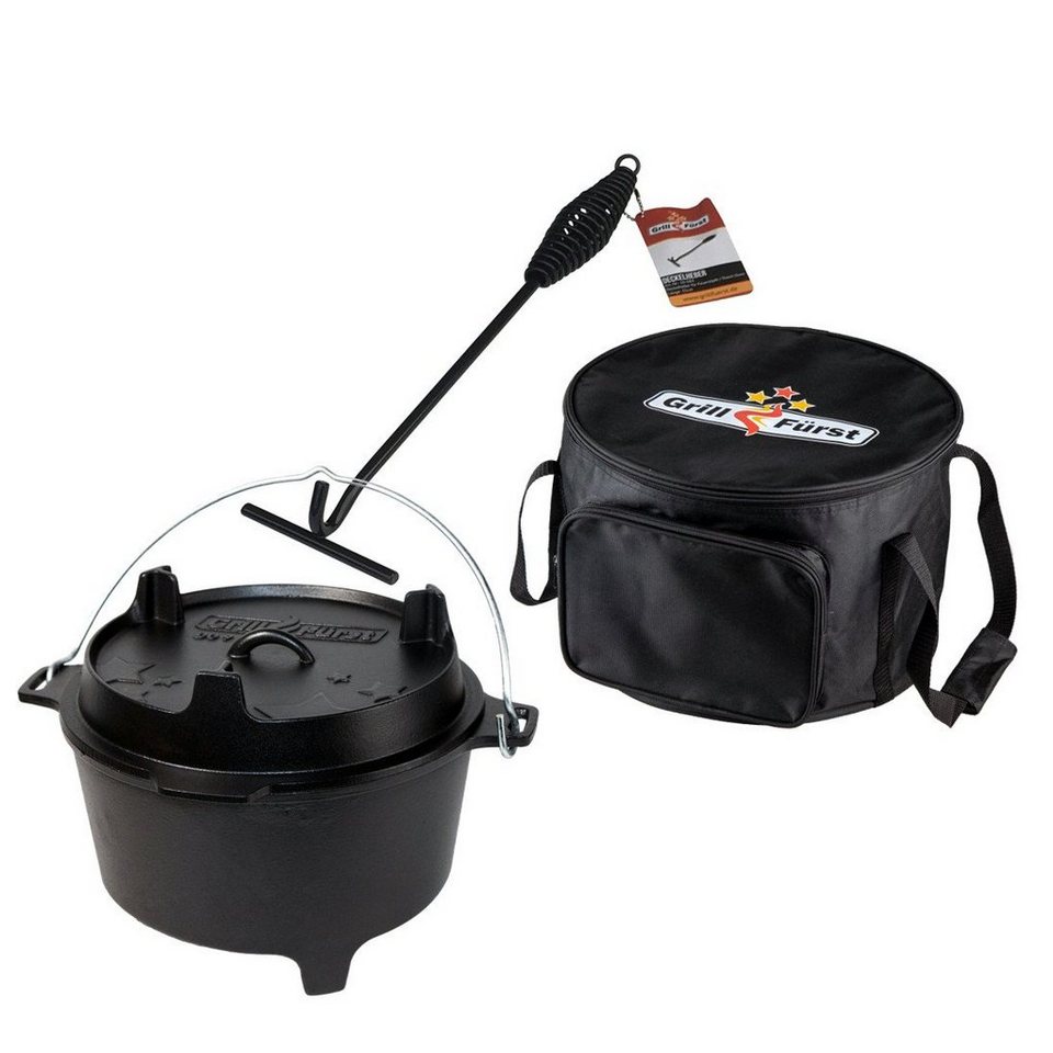 Grillfürst Bratentopf Grillfürst Dutch Oven BBQ Edition DO 9 (ca. 9 Liter) - mit 35cm Deckelheber und Aufbewahrungstasche von Grillfürst