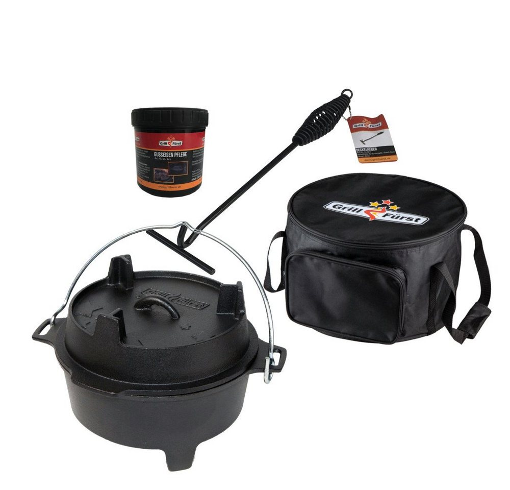 Bratentopf Grillfürst Dutch Oven BBQ Edition DO4 - X-DEAL inkl. Tragetasche, Gusseisen Pflege und Deckelheber von Grillfürst