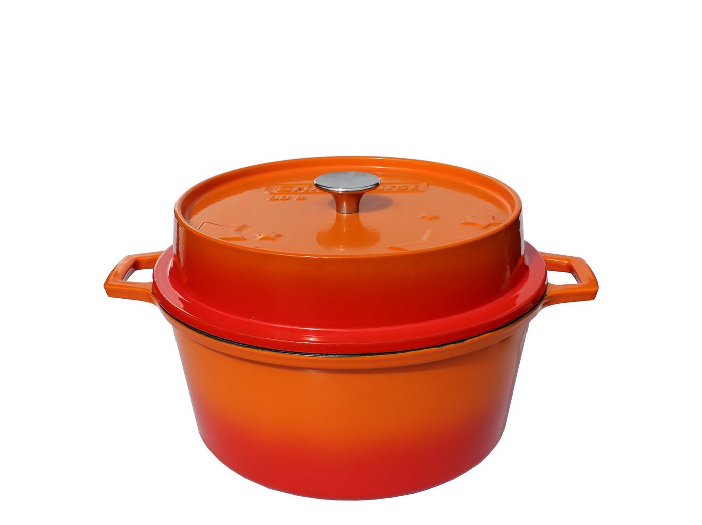 Grillfürst Bratentopf Grillfürst emaillierter Dutch Oven ohne Füsse DO6 - orange von Grillfürst