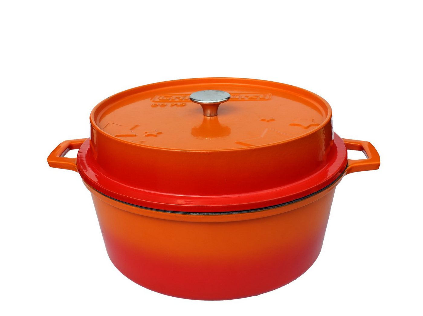 Grillfürst Bratentopf Grillfürst emaillierter Dutch Oven ohne Füsse DO7,5 - orange von Grillfürst