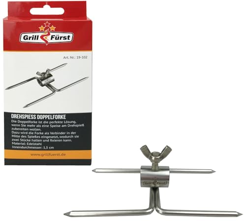 Grillfürst Edelstahl Doppel-Fleischklammer - Universal Fleischnadeln für Grillspieß und Rotisserie, Drehspieß-Zubehör zur Fixierung von Grillgut, mit Feststellschraube Grillfürst Edelstahl Doppel-Fleischklammer - Universal Fleischnadeln für Grillspieß und Rotisserie, Drehspieß-Zubehör zur Fixierung von Grillgut, mit Feststellschraube von Grillfürst