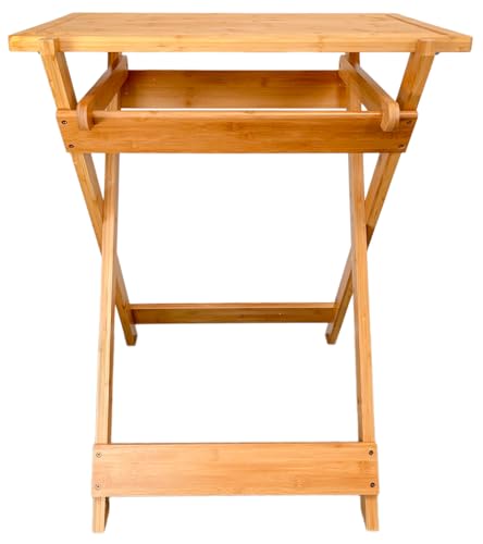 Grillfürst Grill Beistelltisch 78,4 x 63,2 x 40,1 cm - Klapptisch aus Bambus mit abnehmbarem Tranchierbrett (63 x 40 x 2 cm) zur Zubereitung von Fleisch, Servierbrett für Käse und Wurst von Grillfürst