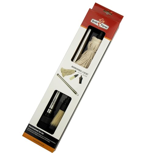 Grillfürst Marinierpinsel Set mit 3 Aufsätzen - Silikonpinsel - Grillpinsel - Marinadepinsel - BBQ Saucen Mop - Saucenpinsel Grillfürst Marinierpinsel Set mit 3 Aufsätzen - Silikonpinsel - Grillpinsel - Marinadepinsel - BBQ Saucen Mop - Saucenpinsel von Grillfürst