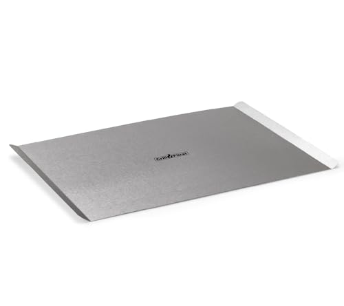Grillfürst Pizzablech rechteckig aus Edelstahl - zur Vorbereitung und für den Transport von Pizzateig, eckiger Pizzaheber mit Tragegriffen, 40 x 30 cm von Grillfürst