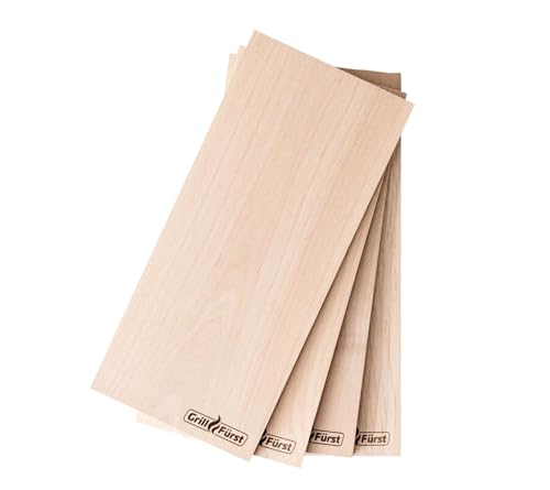 Grillfürst Räucherbretter, 4er Set - Grillbrett aus Erlenholz, Grillplanke für köstliche Raucharomen, Holzbrett zum Grillen, 29 x 13 x 1 cm von Grillfürst