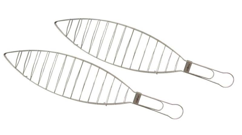 Grillfürst Grillguthalter Grillfürst Fischhalter / Fischbräter Edelstahl 2er Set von Grillfürst