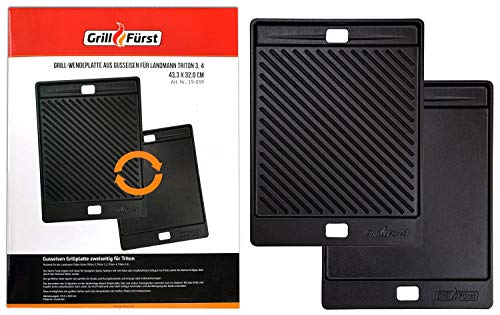 Grillfürst Universal Gusseisenplatte Grill 43,3 x 32 cm - Massive Gusseisen Grillplatte mit Griffen, Gussplatte beidseitig verwendbar, geeignet für Broil King Baron/Crown, Landmann Triton 3/4 Grillfürst Universal Gusseisenplatte Grill 43,3 x 32 cm - Massive Gusseisen Grillplatte mit Griffen, Gussplatte beidseitig verwendbar, geeignet für Broil King Baron/Crown, Landmann Triton 3/4 von Grillfürst