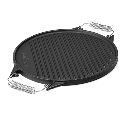 Grillfürst Universal Gusseisenplatte Grill Ø 35 cm - massive Gusseisen Grillplatte mit großen Griffen, Gussplatte beidseitig verwendbar, für Gasgrill u. v. m. von Grillfürst