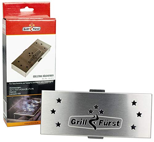 Grillfürst Universal Räucherbox - Smoker-Box aus Edelstahl für Gasgrill und Holzkohlegrill, Räucherchips-Box für ein tolles Raucharoma, 22,5 x 9 cm von Grillfürst