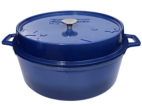 Grillfürst farbig emaillierter Dutch Oven ca. 12 Liter Fassungsvermögen - stabil stehender Gusseisentopf ohne Füße, Blaue Kratzfeste Emaillierung, multifunktional, ca. 20,5 x 46 cm, DO12 von Grillfürst