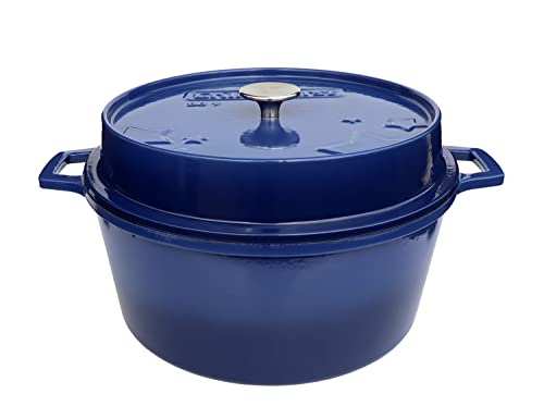 Grillfürst farbig emaillierter Dutch Oven ca. 9 Liter Fassungsvermögen - stabil stehender Gusseisentopf ohne Füße, blaue kratzfeste Emaillierung, multifunktional, ca. 21 cm x 40,4 cm (HxB), DO9 von Grillfürst