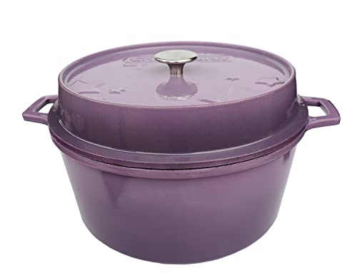 Grillfürst farbig emaillierter Dutch Oven ca. 9 Liter Fassungsvermögen - stabil stehender Gusseisentopf ohne Füße, lilafarbene kratzfeste Emaillierung, multifunktional, ca. 21 x 40,4 cm, DO9 von Grillfürst