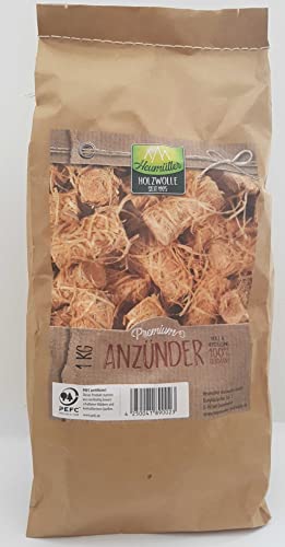 Heumüller Fire & Flame Anzündhilfe für Fi & Grill. 1 kg Sack Holzwolle als Brennhilfe von Grillfürst