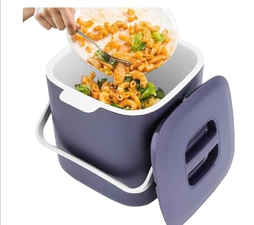 Grillix BiomüLleimer KüChe, 5L Komposteimer mit Sieb SpüLmaschinenfest, MüLleimer KüChe Klein mit Deckel und Griff Geruchsdicht, Herausnehmbarer Inneneinsatz, Leicht zu Reinigen von Grillix