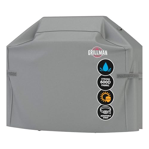 Grillman Grill Abdeckhaube Gasgrill Grillabdeckung Regendicht BBQ Abdeckung Cover Schutzhülle Haube Staubdicht Grill Abdeckplane Grillschutz 147 x 61 x 122cm - Grau von Grillman