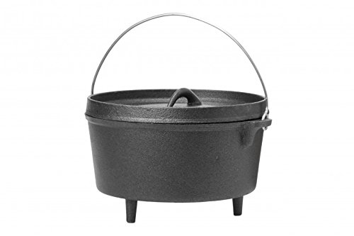 Mustang 3 Liter Dutch Oven Grilltopf Gusseisen | Feuertopf | Schmortopf | Ø 23,5 cm x 10 cm Höhe | 2-3 Personen | 3 Füße von Grillpaul