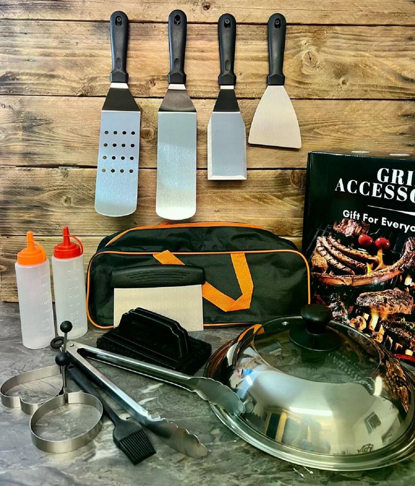 Grillpeter Grillbesteck-Set Grillbesteck Set 14 tlg. Profi Grill Zubehör Set Edelstahl Grillpeter Grillbesteck-Set Grillbesteck Set 14 tlg. Profi Grill Zubehör Set Edelstahl von Grillpeter