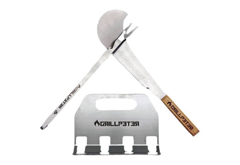 Grillpeter Grillbesteck-Set Grillpeter Geschenkset Grillmachete Grillgabel 4 Fachflaschenöffner von Grillpeter